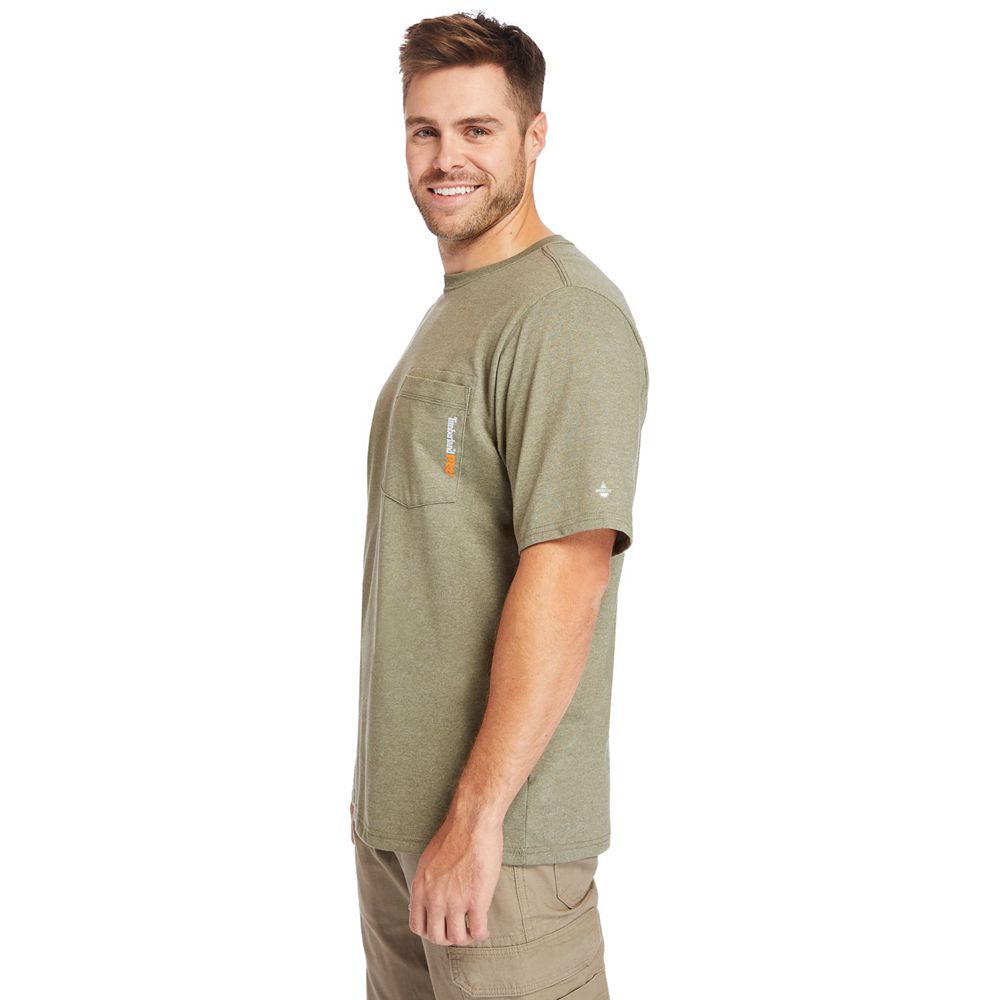 Timberland Mens T-Shirts PRO® Big & Tall Base Plate Short-Sleeve - Olive - India WC9853041